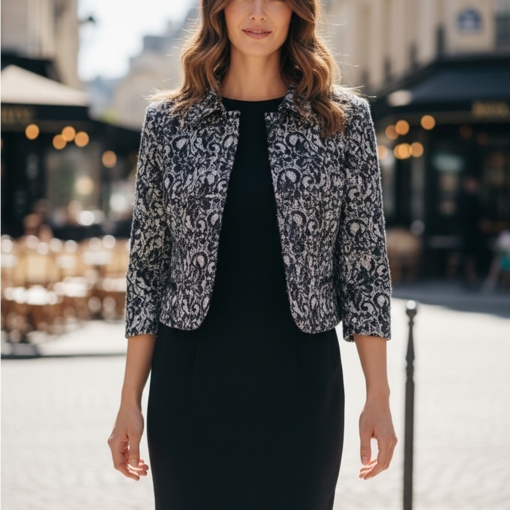 NWT Worth Black and White Textured Blazer Size 2